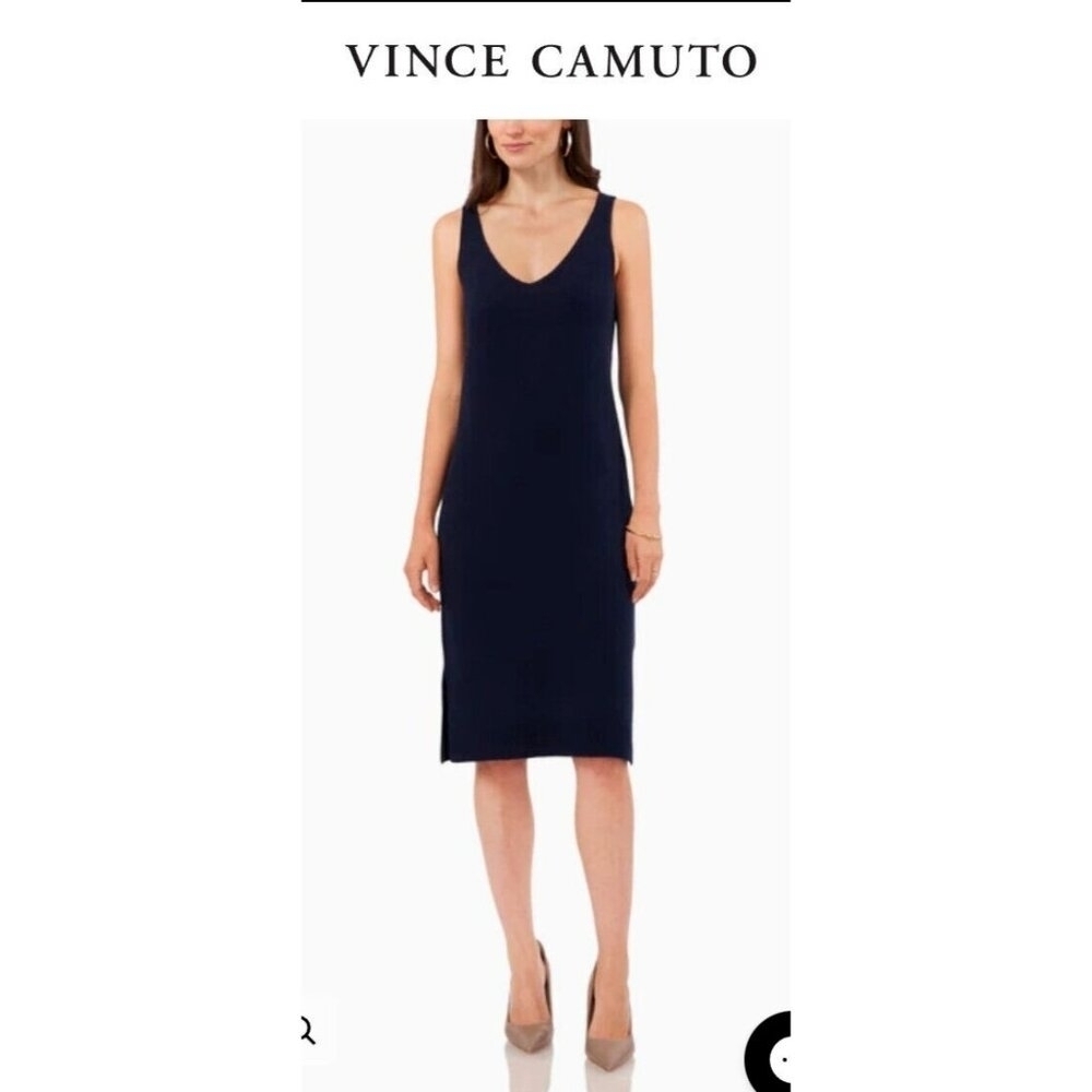 Vince Camuto Women's V-Neck Sleeveless Sweater Dress Size L